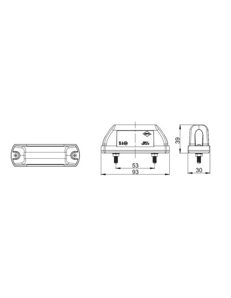 Piloto LED de galibo LD 703 12/24V 2 funciones, luz blanca/roja A R1 IP68