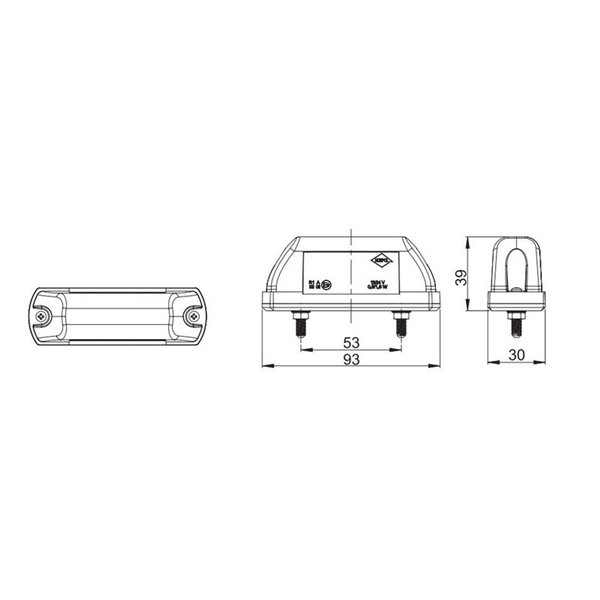 Piloto LED de galibo LD 703 12/24V 2 funciones, luz blanca/roja A R1 IP68