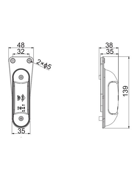 Galibo LED 2 funciones LD 2165 12/24V blanco/rojo con soporte colgante, homologada R1 A IP68