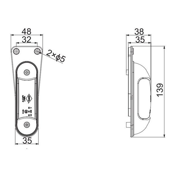 Galibo LED 2 funciones LD 2165 12/24V blanco/rojo con soporte colgante, homologada R1 A IP68