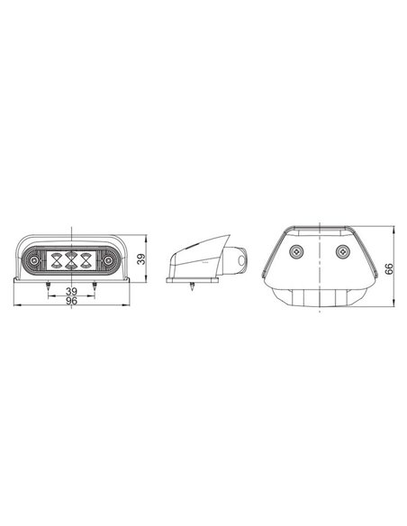 Luz de gálibo LED ovalada, de esquina 12/24V blanco, ámbar, rojo, IP68 homologado R1 A SM1