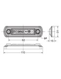 Luz de gálibo LED con base de goma 12/24V homologado R1 A SM1, blanco, ámbar y rojo