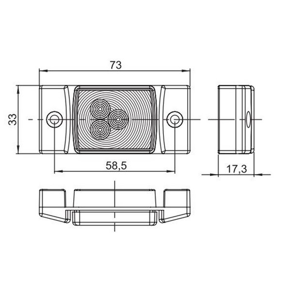 Feu de position à LED avec support et fixation latérale, homologué 12/24 V, R1 A SM1, blanc, orange et rouge