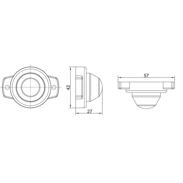 Luz de sinalização LED redonda com suporte 12/24V, homologada R1 A, branca e vermelha IP68