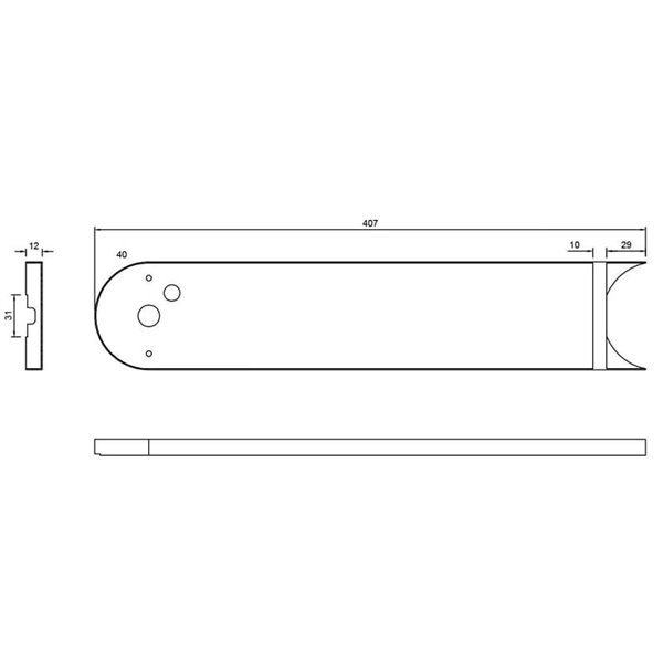 Base de techo rectangular ROLLER negra Ø 40cm, IP20