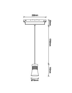 Lámpara colgante MAGNETO 12W 4000 K negro para carril magnético 2