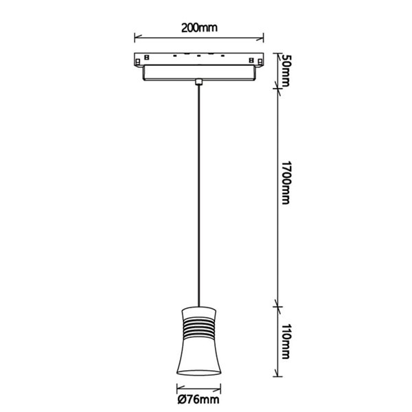 Luminária pendente MAGNETO 12W 4000K preta para trilho magnético