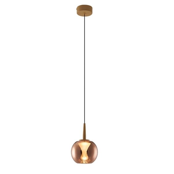 Luminária pendente de cristal LED ANDROMEDA com base em esfera de cobre dourado 8938, 5W 500lm, 3000K