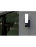 Aplique LED inteligente tubular para puertas de entrada ELARA con cámara, altavoz, micro y sensor de movimiento, acero inoxidabl