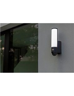 Luminária de entrada tubular LED inteligente ELARA com câmera, alto-falante, microfone e sensor de movimento, em aço inoxidável. 2