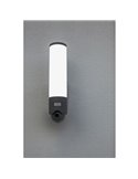 Aplique LED inteligente tubular para puertas de entrada ELARA con cámara, altavoz, micro y sensor de movimiento, acero inoxidabl