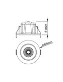 Downlight empotrable LED 8W TAMPA, blanco, 800Lm, CTT (2700K,3200K,4000K), corte 70mm, 70º, IP65
