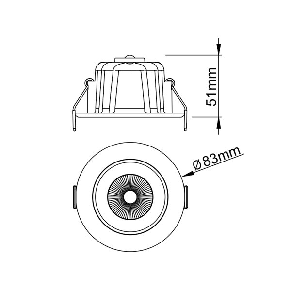 Downlight empotrable LED 8W TAMPA, blanco, 800Lm, CTT (2700K,3200K,4000K), corte 70mm, 70º, IP65