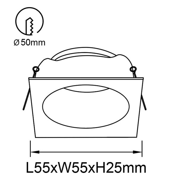 Aro empotrable cuadrado ANTILLA mini GU10 (no incl.) negro, corte Ø50mm