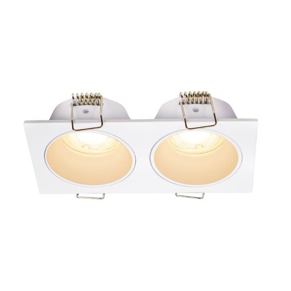 Bague encastrée carrée ANTILLA pour 2 mini ampoules GU10 (non incluses), blanche, découpe Ø100x50mm