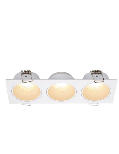 Aro empotrable cuadrado ANTILLA 3 luces mini GU10 (no incl.) blanco, corte Ø152x50mm