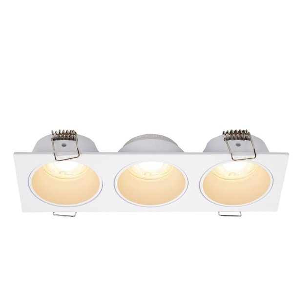 Aro empotrable cuadrado ANTILLA 3 luces mini GU10 (no incl.) blanco, corte Ø152x50mm