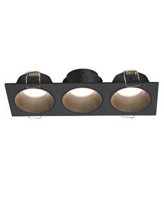 Anel embutido quadrado ANTILLA com 3 mini lâmpadas GU10 (não incluídas), preto, recorte Ø152x50mm