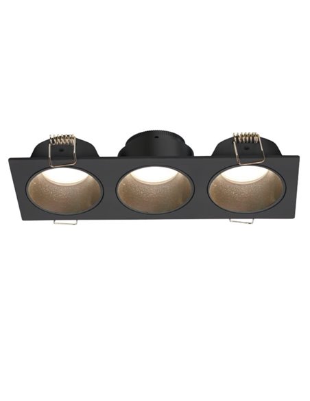 Aro empotrable cuadrado ANTILLA 3 luces mini GU10 (no incl.) negro, corte Ø152x50mm