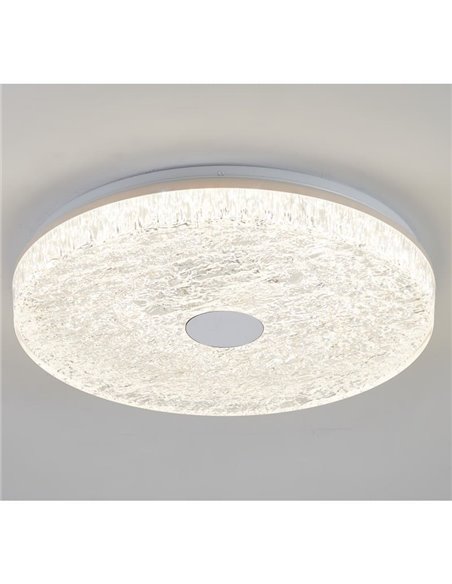 Luminária de teto LED redonda FROZEN, dimerizável, Ø48cm, 45W 5220lm, CTT 2700K-5000K, branca, com controle remoto.