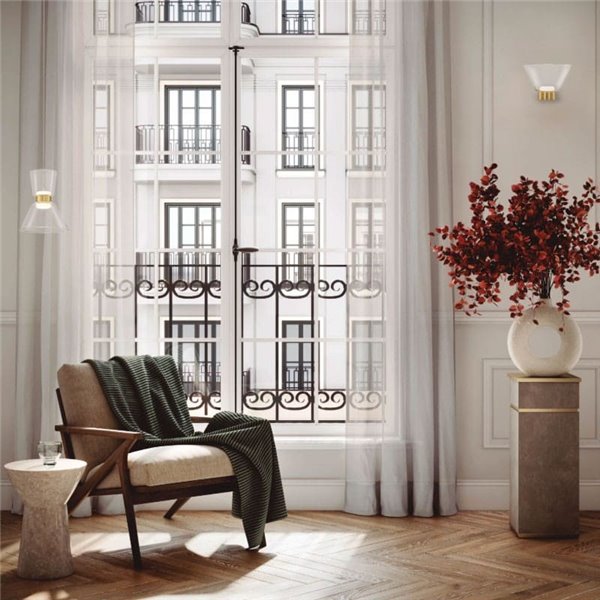 Applique murale double LED NEW YORK, dorée avec abat-jour transparents, 6 W, 960 lm, 3000 K