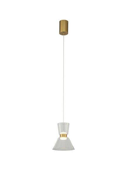 Lámpara colgante LED NEW YORK, 3000K 6W 960Lm, oro con tulipas transparentes