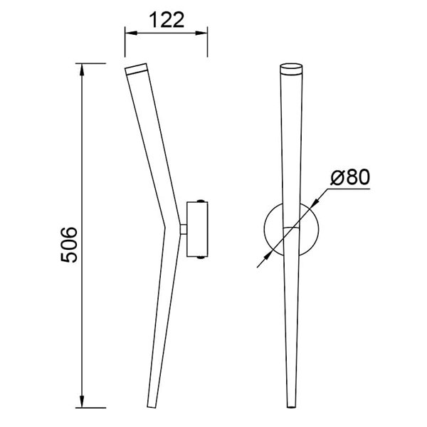 Aplique de pared LED luz arriba BOOMERANG, negro, 6W 710Lm, 3000K