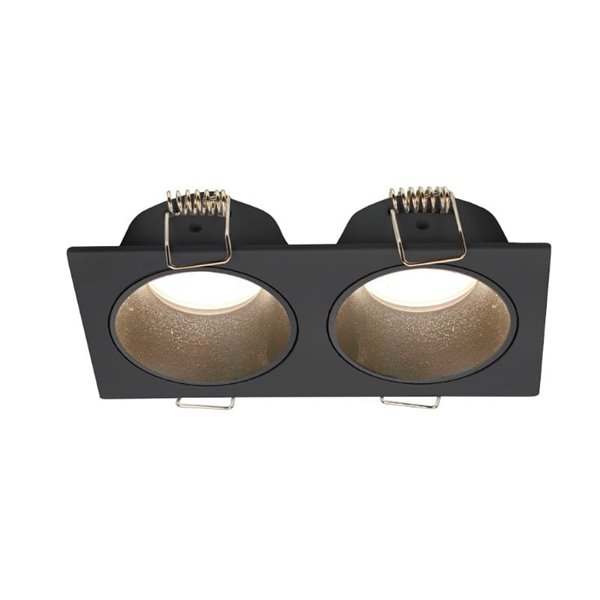 Bague encastrée carrée ANTILLA pour 2 mini GU10 (non incluses), noire, découpe Ø100x50mm