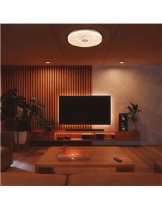 Plafón de techo LED regulable redondo FROZEN Ø48cm, 45W 5220Lm, CTT 2700K-5000K, blanco con mando 2