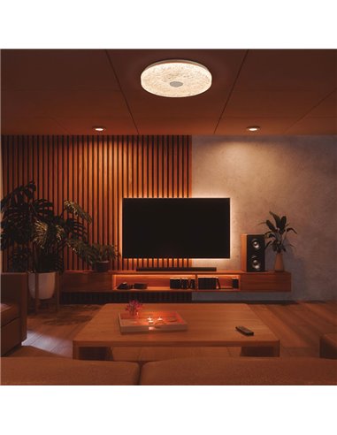 Plafón de techo LED regulable redondo FROZEN Ø48cm, 45W 5220Lm, CTT 2700K-5000K, blanco con mando