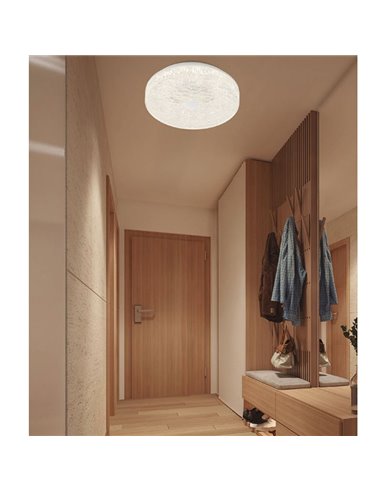 Luminária de teto LED redonda FROZEN, dimerizável, Ø48cm, 45W 5220lm, CTT 2700K-5000K, branca, com controle remoto.