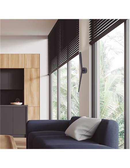 Aplique de pared LED luz arriba BOOMERANG, negro, 6W 710Lm, 3000K