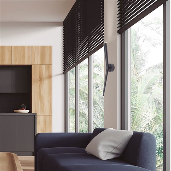 Aplique de pared LED luz arriba BOOMERANG, negro, 6W 710Lm, 3000K