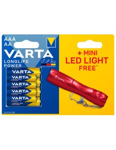 Pack pilas alcalinas Longlife Power 4 x AA + 4 x AAA con mini linterna LED de regalo