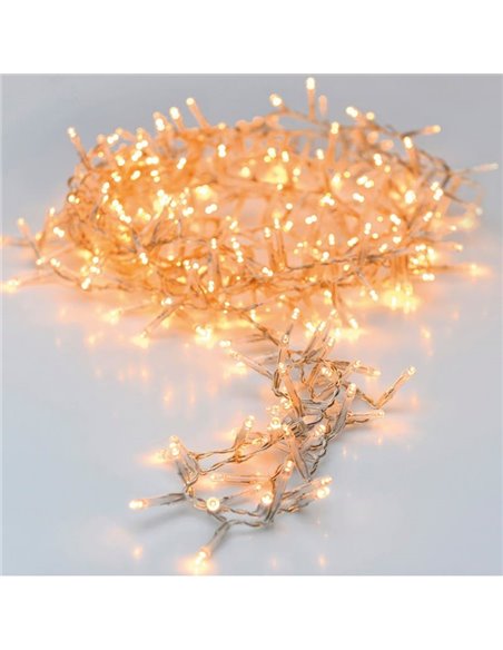 Guirnalda de Navidad luz blanca cálida 120 LED fija cable transparente  - 1200cm