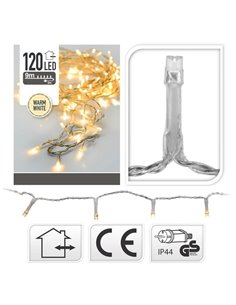 Guirnalda de Navidad luz blanca cálida 120 LED fija cable transparente  - 1200cm 2