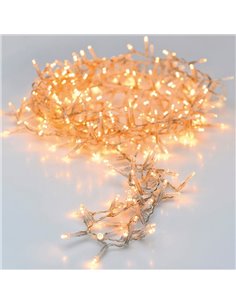 Guirnalda blanca navideña luz cálida 180 LED función fija con cable transparente  - 1650cm