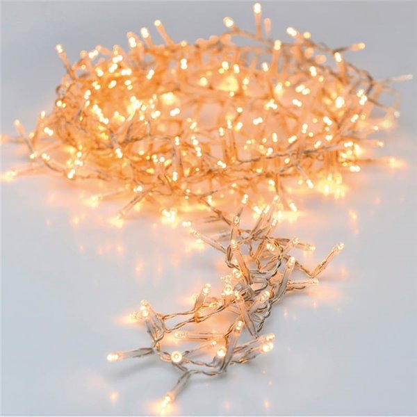 Guirnalda blanca navideña luz cálida 180 LED función fija con cable transparente  - 1650cm