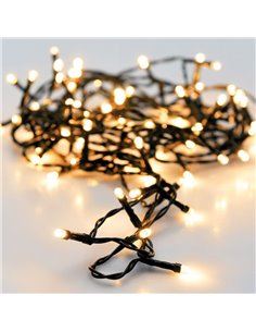 Guirnalda fija de Navidad con cable verde de 180 LED luz blanca cálida- 1650cm