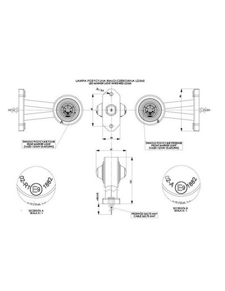 Avertisseur sonore à DEL, LD 365, bras long, mains libres, homologué R1 A, 12/24 V