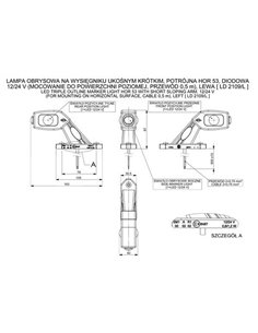 Klaxon LED horizontal LD 2109, 3 fonctions, bras court incliné, homologué 12/24 V R1, SM1 et A IP68 2