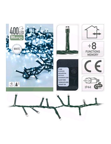 Guirnalda "tipo espino" multifunción con 400 LED luz fría - 800cm