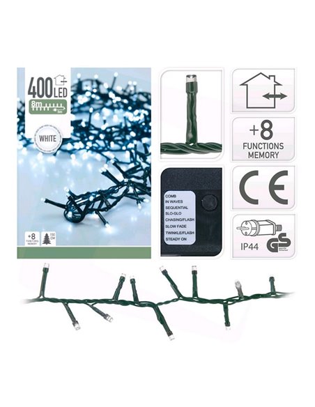 Guirnalda "tipo espino" multifunción con 400 LED luz fría - 800cm
