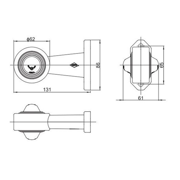 Cuerno LED de gálibo, LD 365, brazo largo, sin mano, 12/24V homologado R1 A