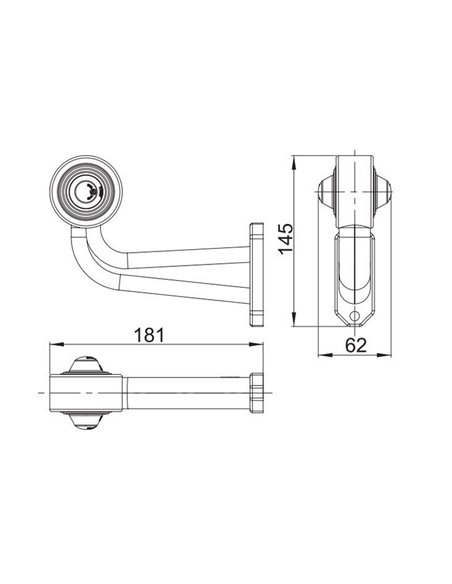 Cuerno LED de gálibo LD 366, brazo largo, 12/24V homologado R1 A derecho/izquierdo