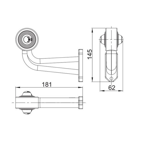 Cuerno LED de gálibo LD 366, brazo largo, 12/24V homologado R1 A derecho/izquierdo