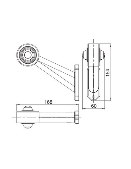 Cuerno LED de gálibo LD 357, brazo largo y recto, 12/24V homologado R1 A derecho/izquierdo