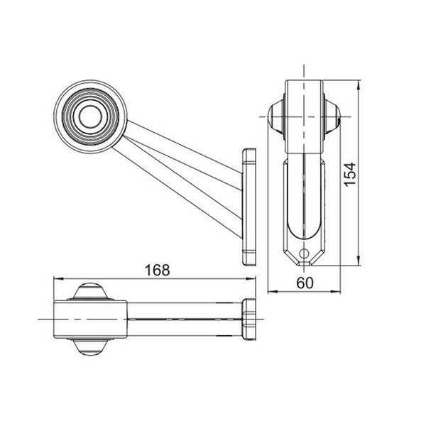 Cuerno LED de gálibo LD 357, brazo largo y recto, 12/24V homologado R1 A derecho/izquierdo