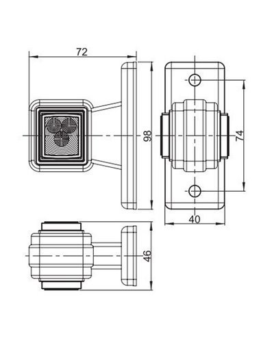 Cuerno LED cuadrado LD 450 corto y recto, 12/24V homologado R1 y A IP68