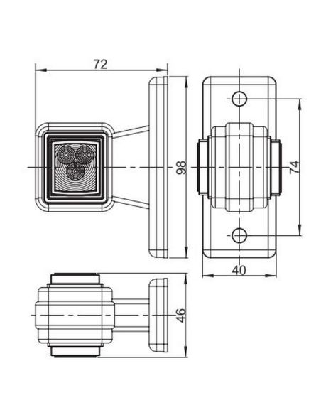 Cuerno LED cuadrado LD 450 corto y recto, 12/24V homologado R1 y A IP68